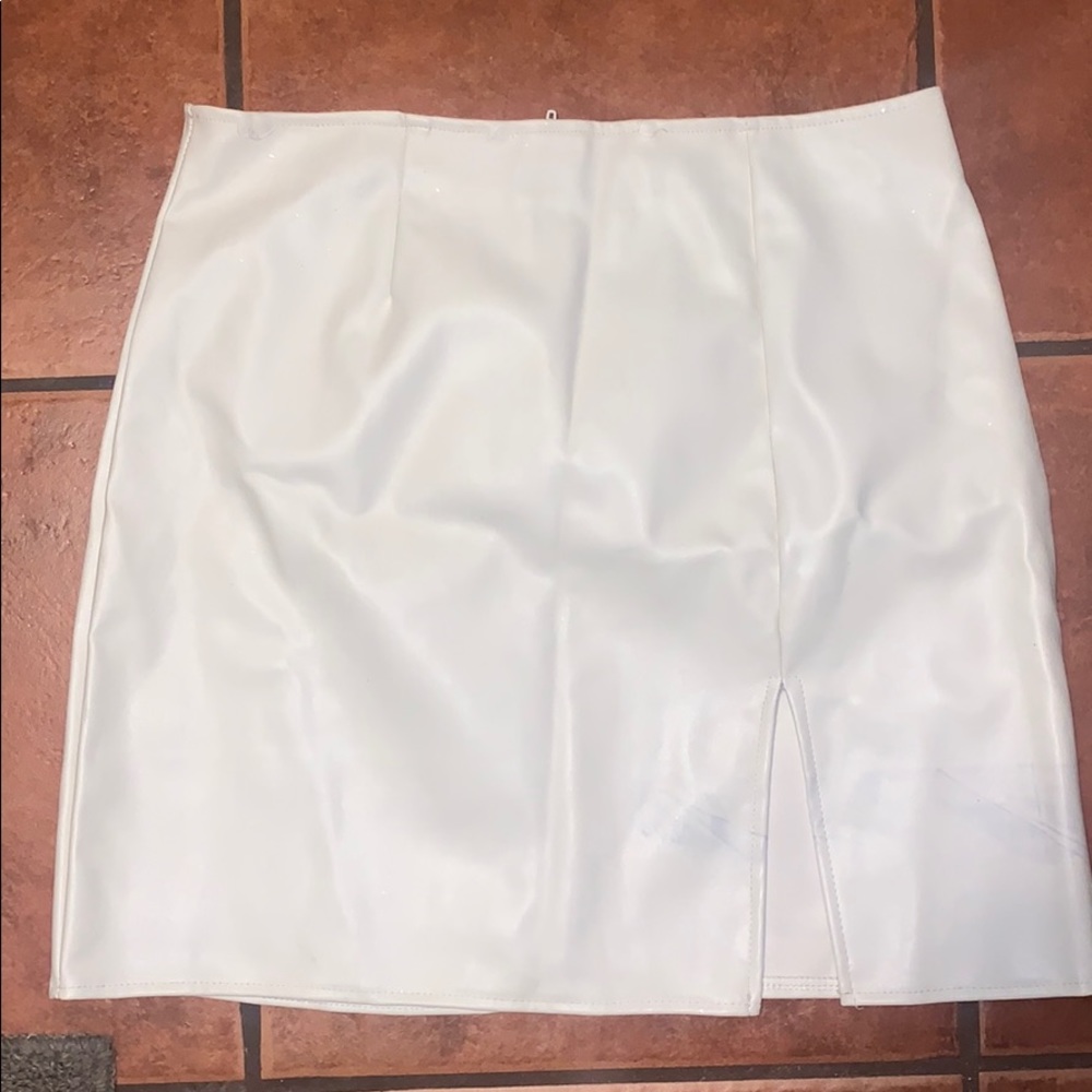 White Faux Leather Skirt